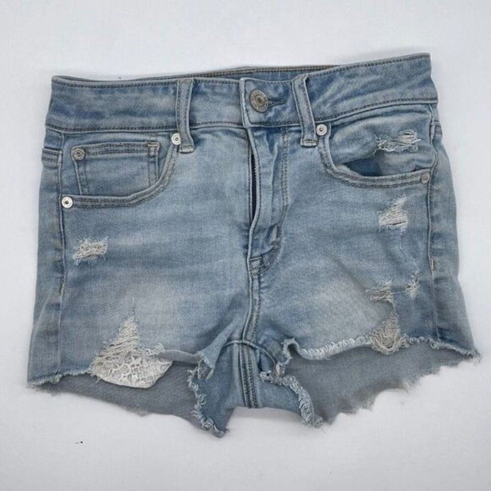 AEO American Eagle Outfitters Size 2 Hi Rise Shortie Shorts Cutoff